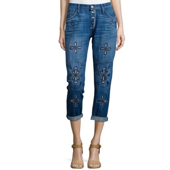 Current/Elliott The Fling Jeans with Embroidery Cutout, Size 24 - Picture 2 of 4